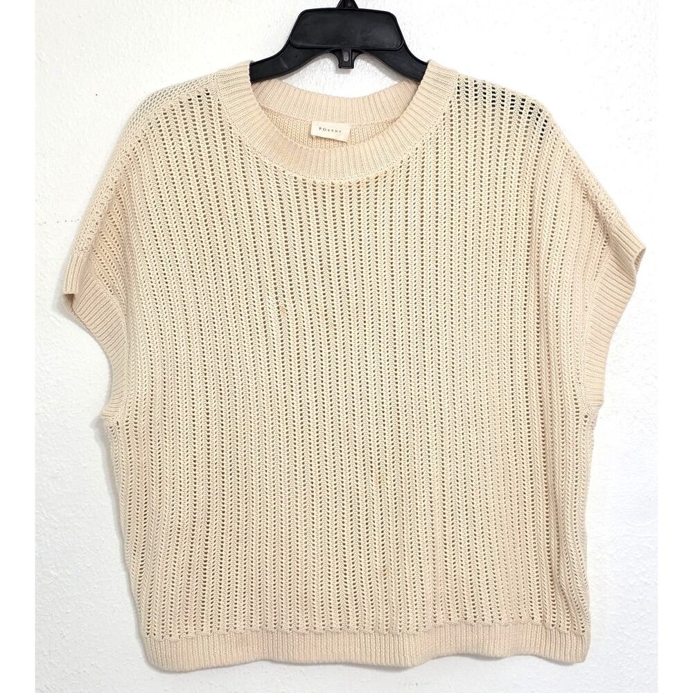 POETRY Crochet Stitch Organic Cotton Sweater Ecru 12 - Picture 2 of 10
